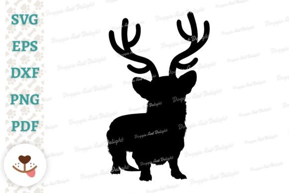 Christmas Corgi Dog Reindeer Antlers Svg